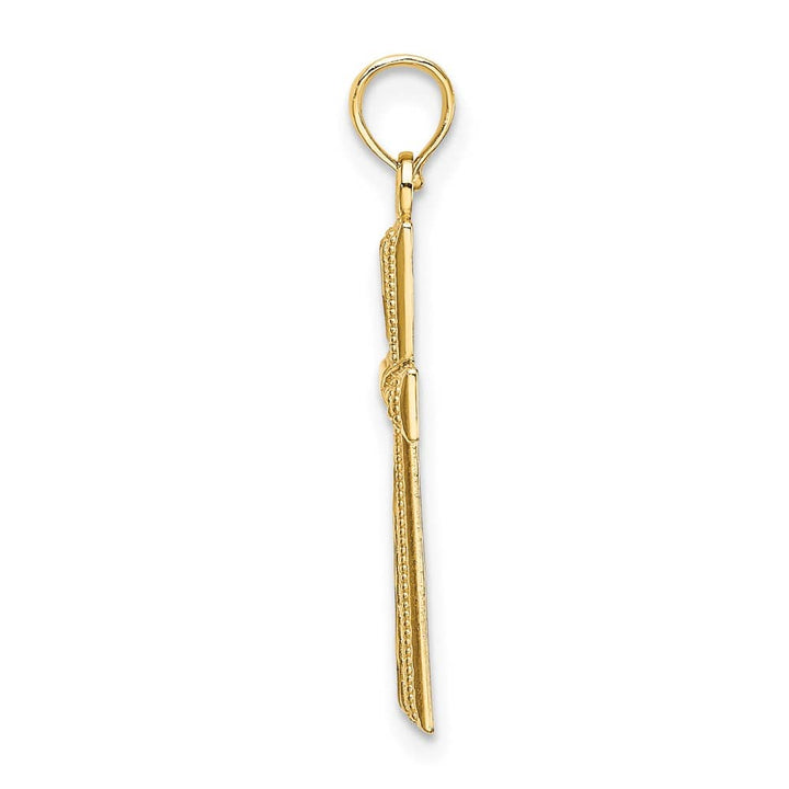 10K Yellow Gold Solid Polished D.C. Textured Medium Latin Cross Charm