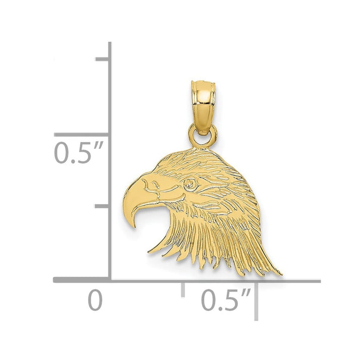 10K Yellow Gold Solid Polished Engraved Small Flat Eagle Head Charm