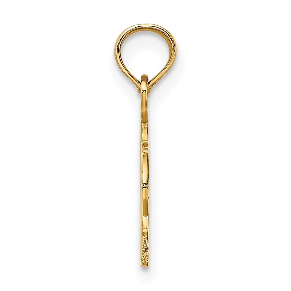 10K Yellow Gold Solid Polished Engraved Small Flat Eagle Head Charm
