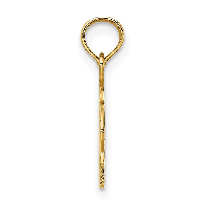 10K Yellow Gold Solid Polished Engraved Small Flat Eagle Head Charm
