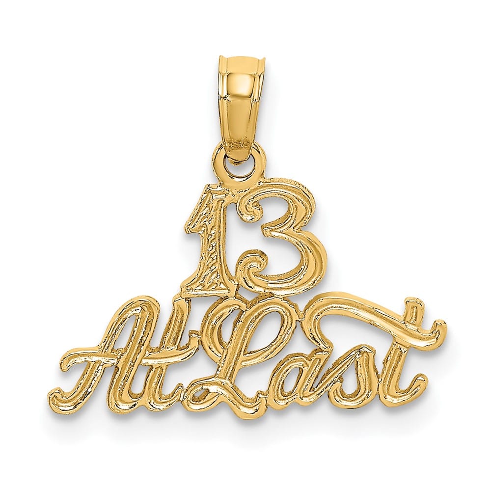 10K Yellow Gold Solid Polished Extra Large 13 at Last Pendant