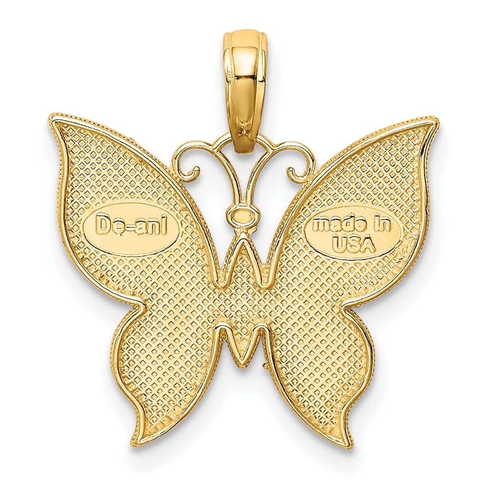 10K Yellow Gold Solid Polished Extra Large Butterfly Charm
