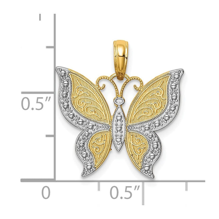10K Yellow Gold Solid Polished Extra Large Butterfly Charm