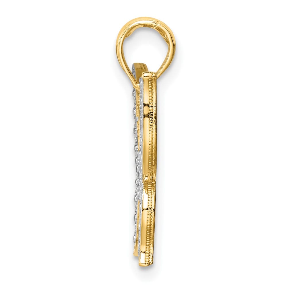 10K Yellow Gold Solid Polished Extra Large Butterfly Charm
