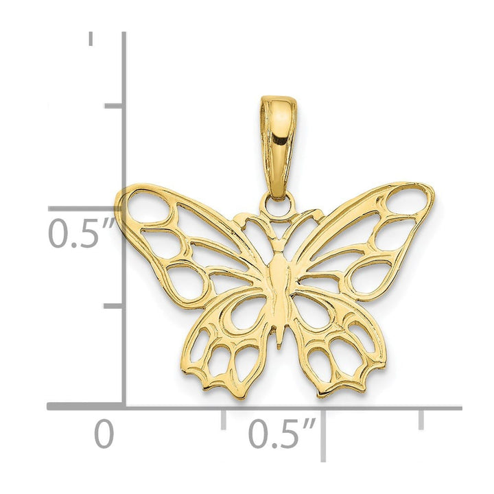 10K Yellow Gold Solid Polished Extra Large Butterfly Cut-out Pendant