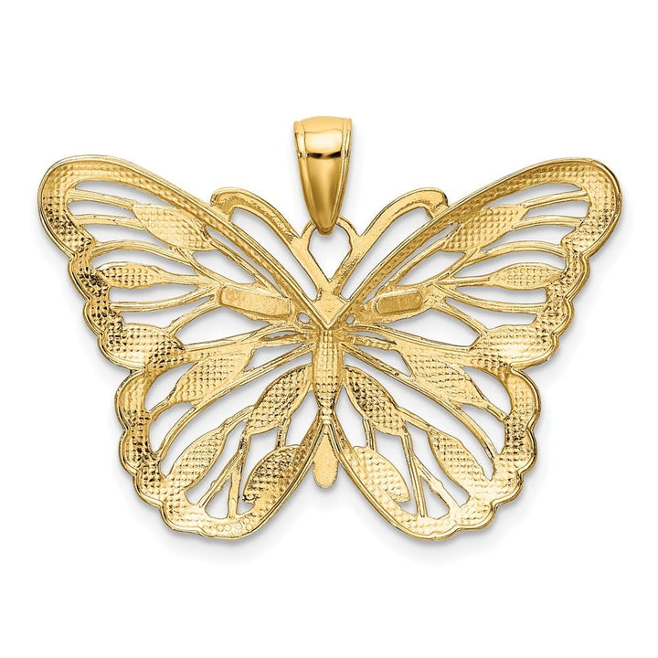 10K Yellow Gold Solid Polished Extra Large Butterfly Pendant