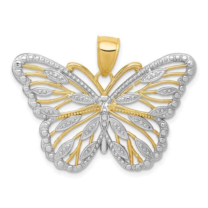 10K Yellow Gold Solid Polished Extra Large Butterfly Pendant