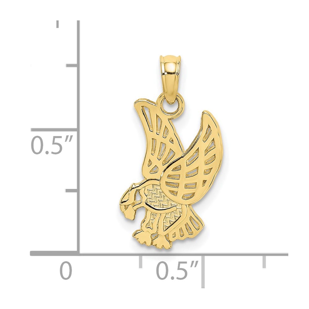 10K Yellow Gold Solid Polished Extra Large Eagle Charm