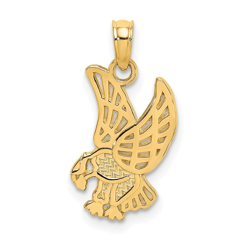 10K Yellow Gold Solid Polished Extra Large Eagle Charm