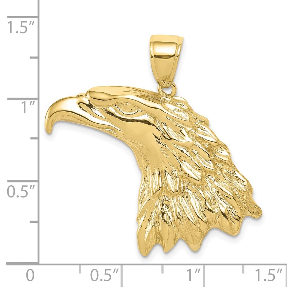10K Yellow Gold Solid Polished Extra Large Eagle Head Pendant