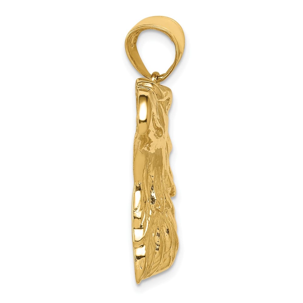 10K Yellow Gold Solid Polished Extra Large Eagle Head Pendant