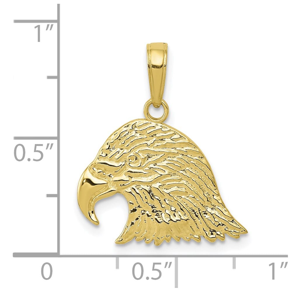 10K Yellow Gold Solid Polished Extra Large Eagle Head Pendant