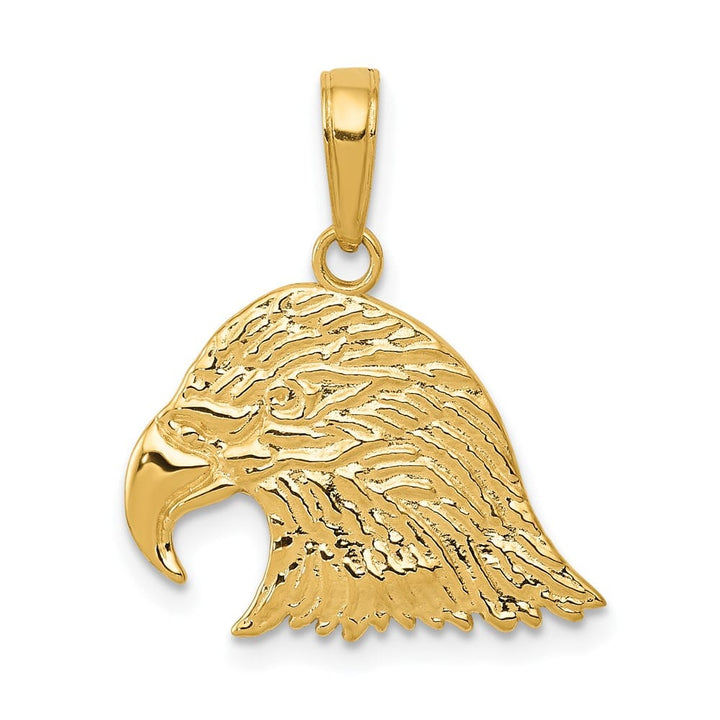 10K Yellow Gold Solid Polished Extra Large Eagle Head Pendant