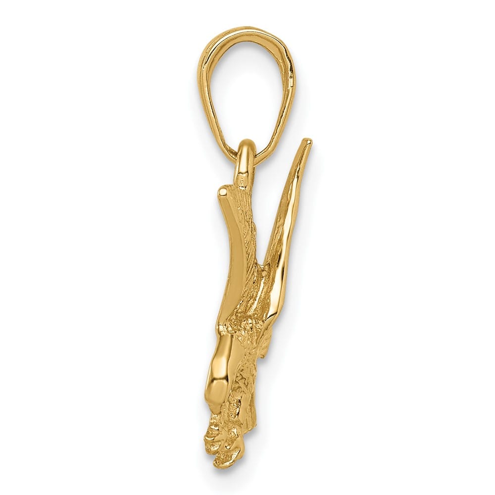 10K Yellow Gold Solid Polished Extra Large Eagle Landing Pendant