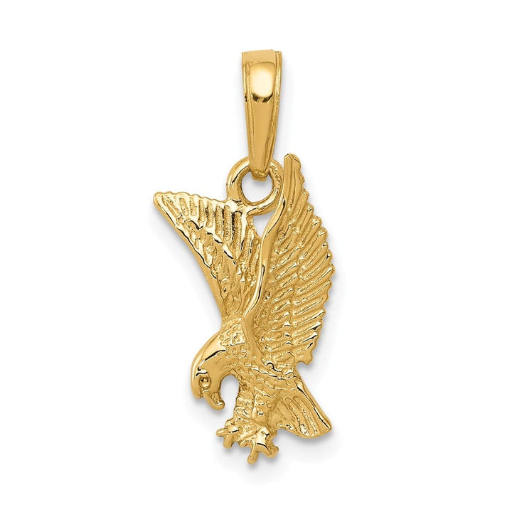 10K Yellow Gold Solid Polished Extra Large Eagle Landing Pendant