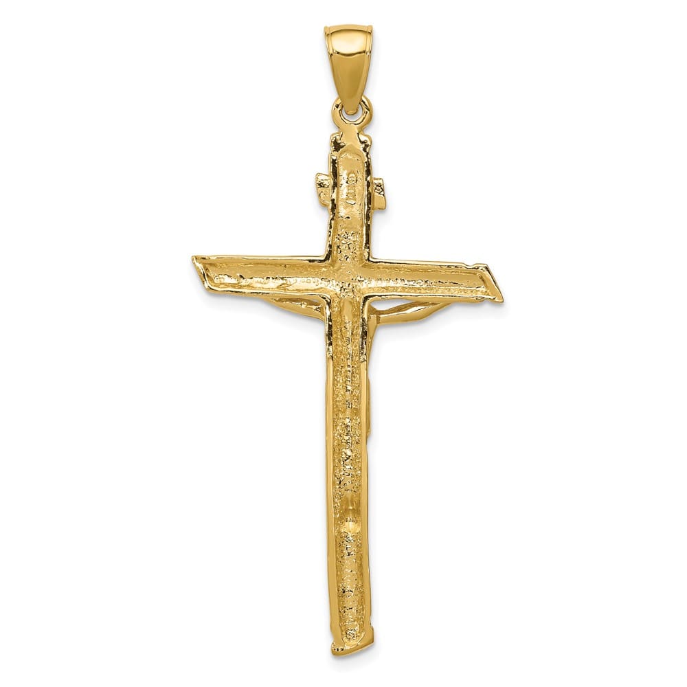 10K Yellow Gold Solid Polished Extra Large INRI Crucifix Pendant