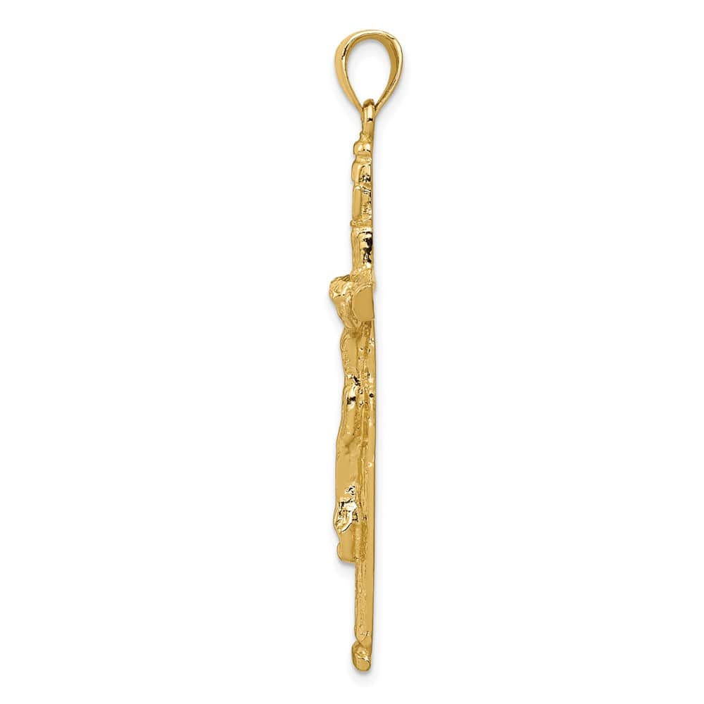 10K Yellow Gold Solid Polished Extra Large INRI Crucifix Pendant