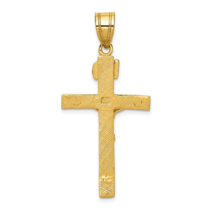 10K Yellow Gold Solid Polished Extra Large INRI Latin Crucifix Pendant