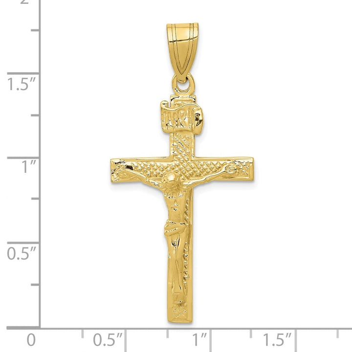10K Yellow Gold Solid Polished Extra Large INRI Latin Crucifix Pendant