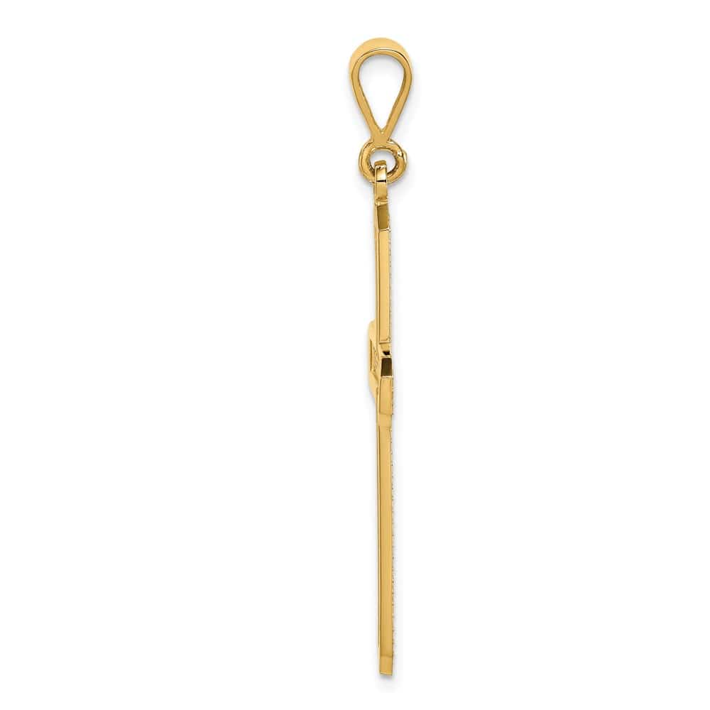 10K Yellow Gold Solid Polished Extra Large Latin Cross Pendant