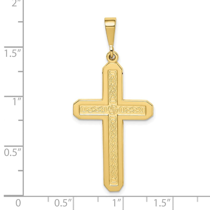 10K Yellow Gold Solid Polished Extra Large Latin Cross Pendant