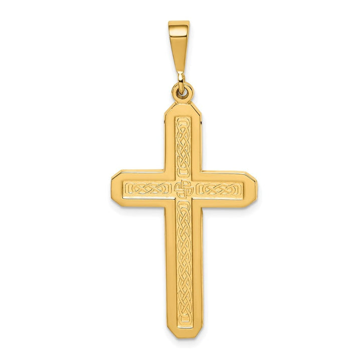 10K Yellow Gold Solid Polished Extra Large Latin Cross Pendant