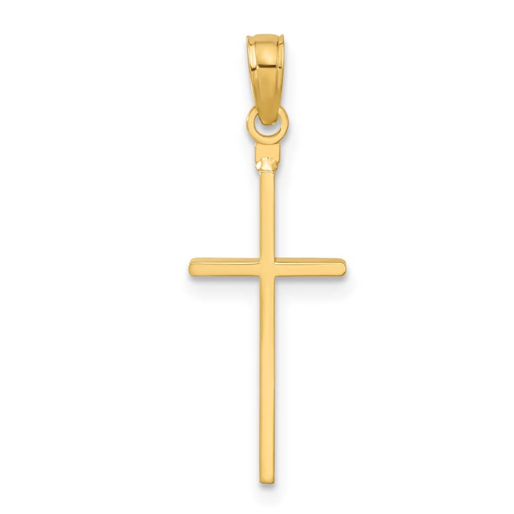10K Yellow Gold Solid Polished Extra Large Latin Cross Pendant