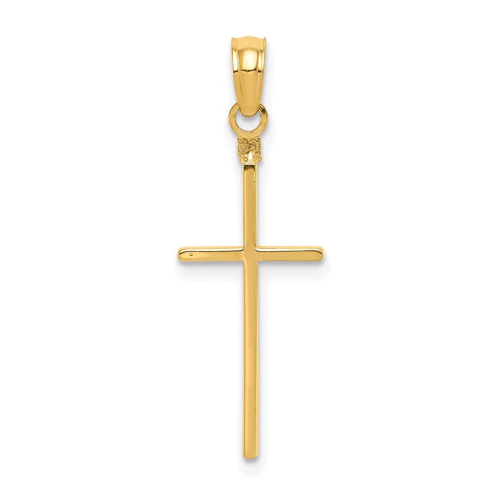 10K Yellow Gold Solid Polished Extra Large Latin Cross Pendant