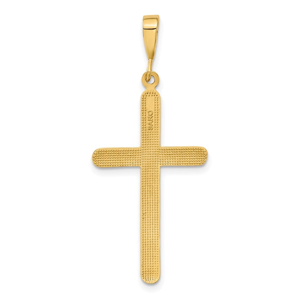 10K Yellow Gold Solid Polished Extra Large Latin Cross Pendant