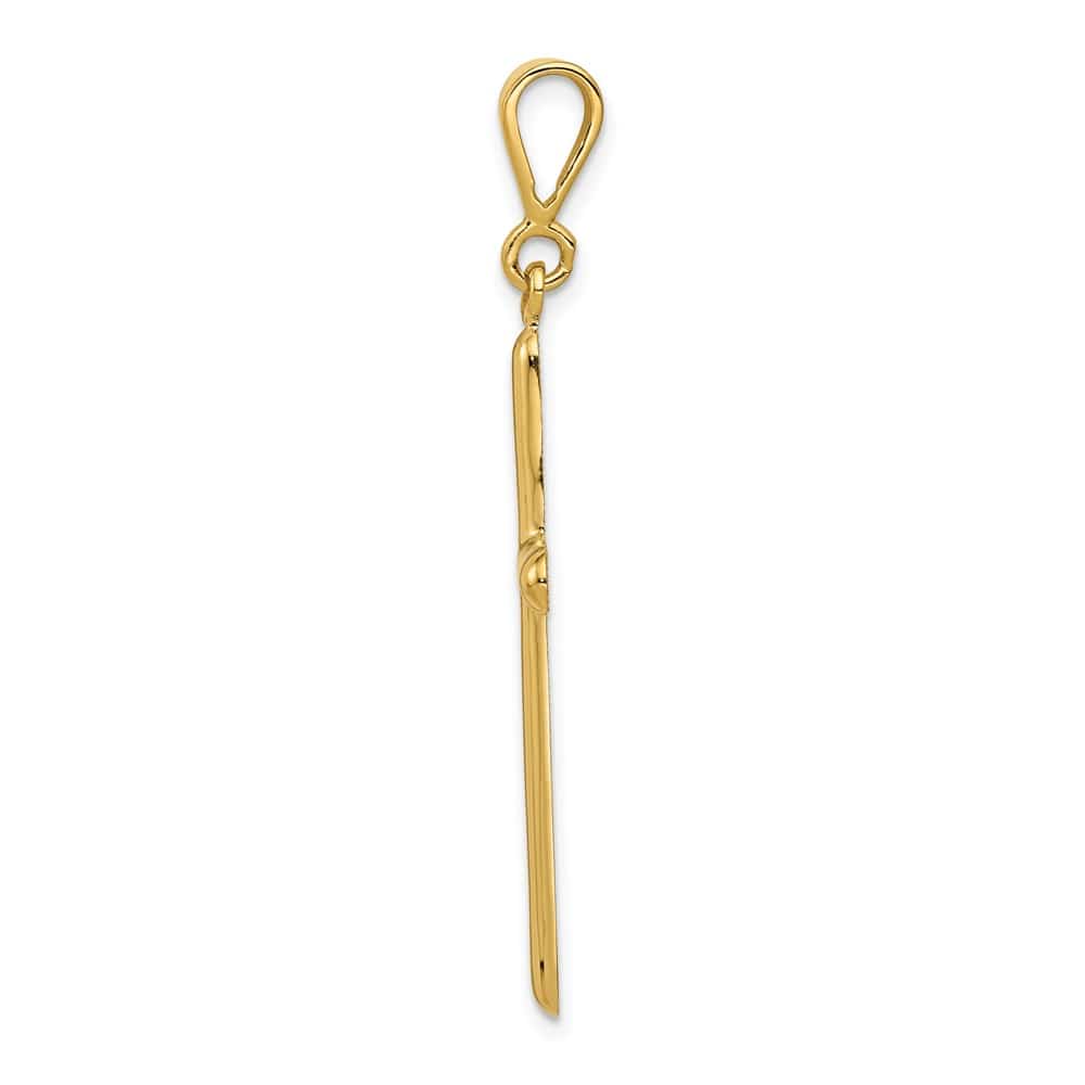 10K Yellow Gold Solid Polished Extra Large Latin Cross Pendant
