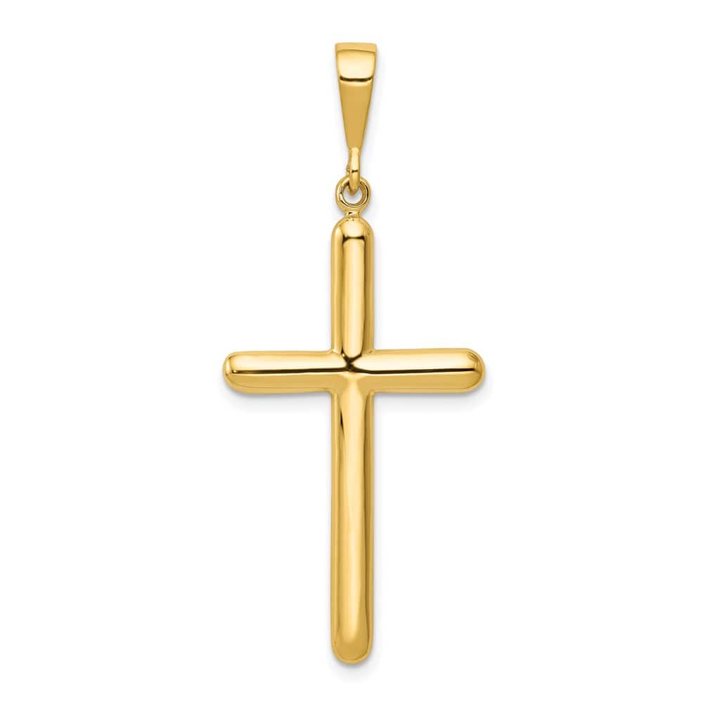 10K Yellow Gold Solid Polished Extra Large Latin Cross Pendant