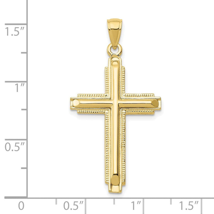 10K Yellow Gold Solid Polished Extra Large Latin Cross Pendant