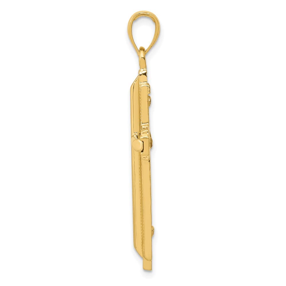 10K Yellow Gold Solid Polished Extra Large Latin Cross Pendant