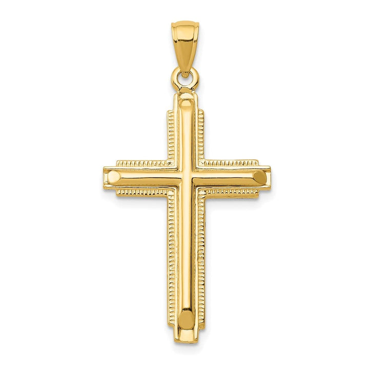 10K Yellow Gold Solid Polished Extra Large Latin Cross Pendant