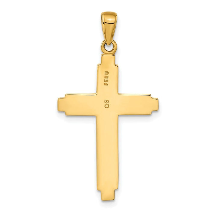 10K Yellow Gold Solid Polished Extra Large Latin Cross Pendant