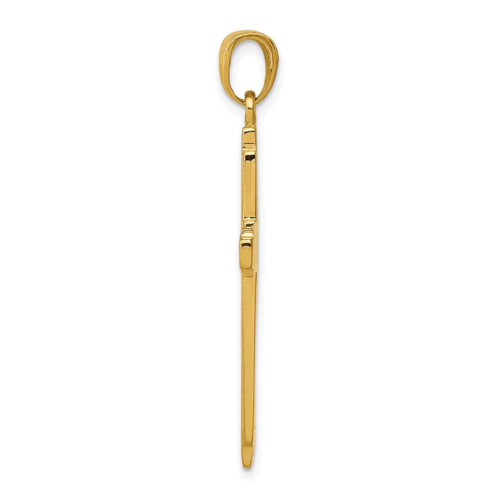 10K Yellow Gold Solid Polished Extra Large Latin Cross Pendant