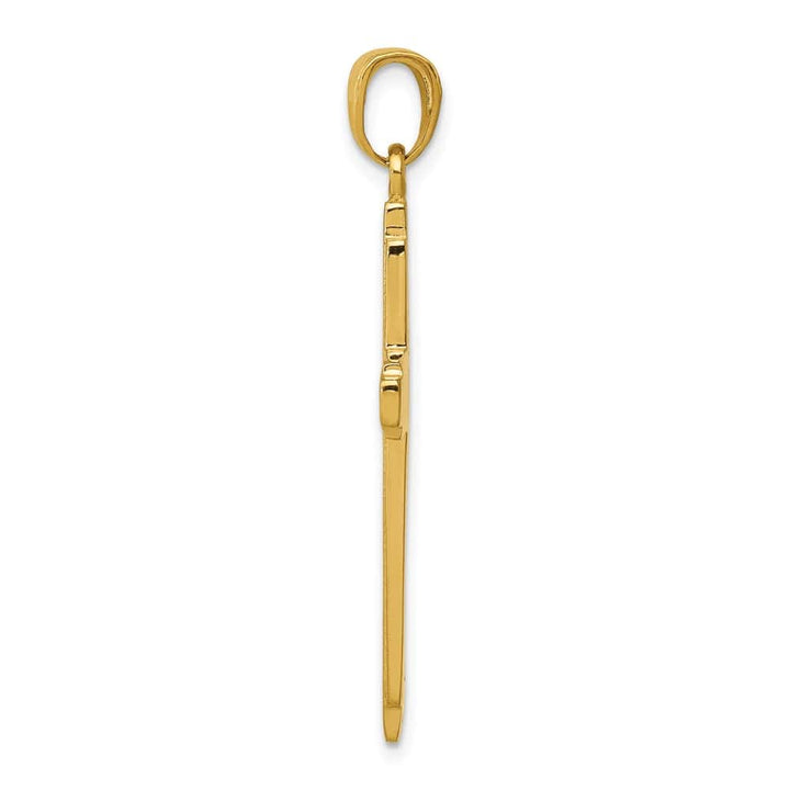 10K Yellow Gold Solid Polished Extra Large Latin Cross Pendant