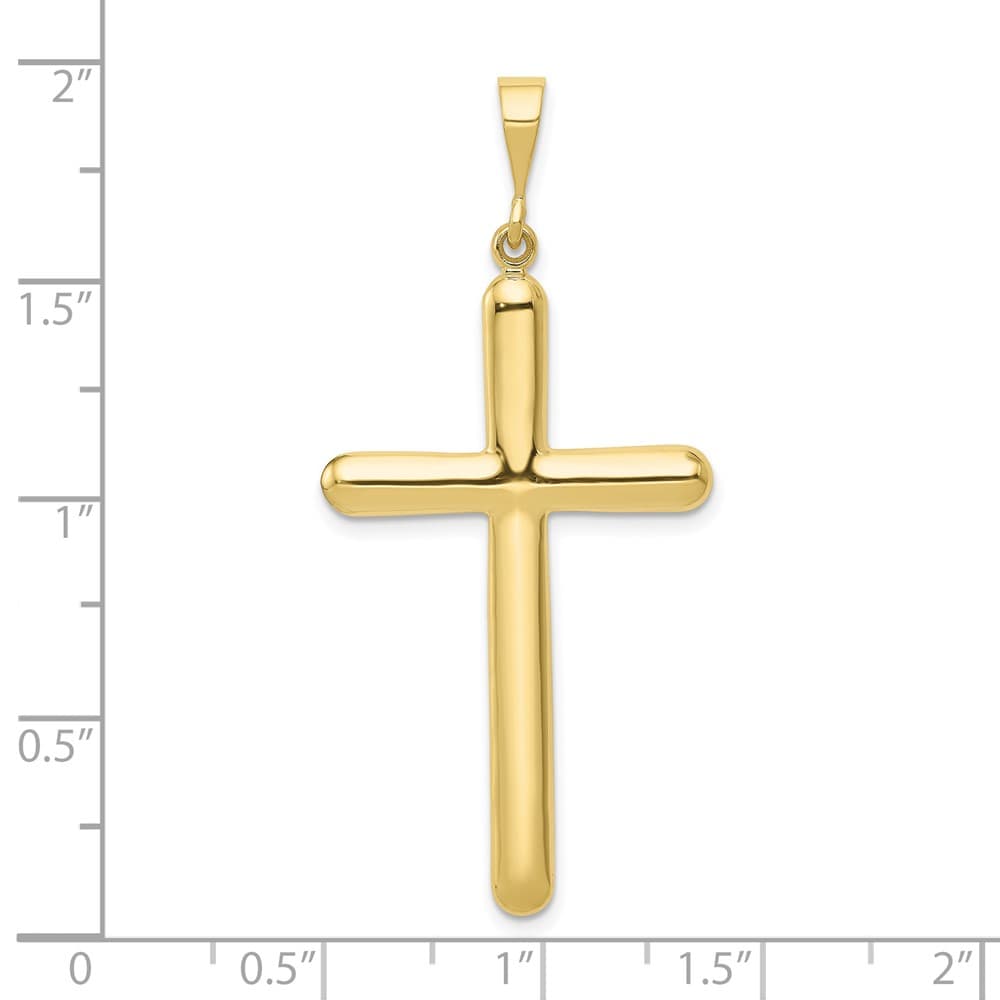 10K Yellow Gold Solid Polished Extra Large Latin Cross Pendant
