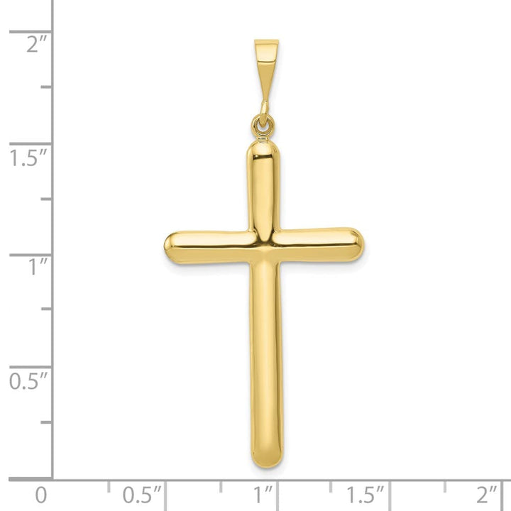 10K Yellow Gold Solid Polished Extra Large Latin Cross Pendant