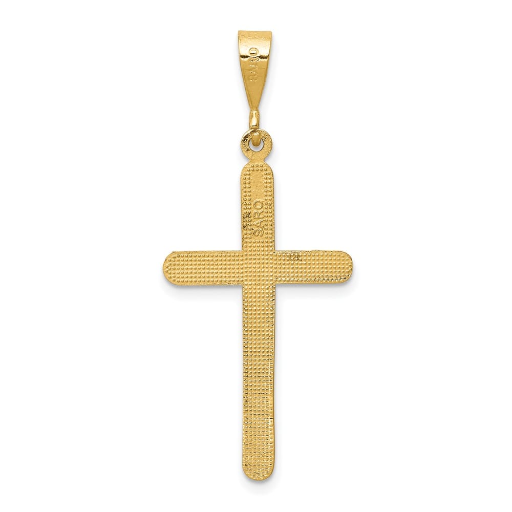10K Yellow Gold Solid Polished Extra Large Latin Cross Pendant