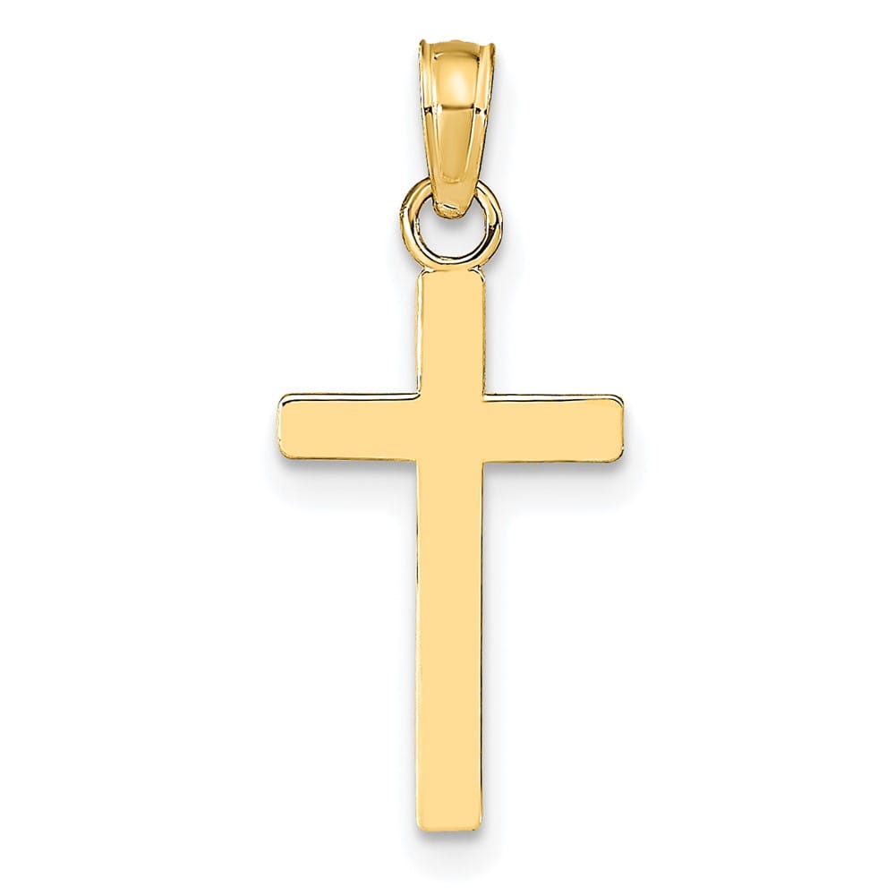 10K Yellow Gold Solid Polished Extra Large Latin Cross Pendant