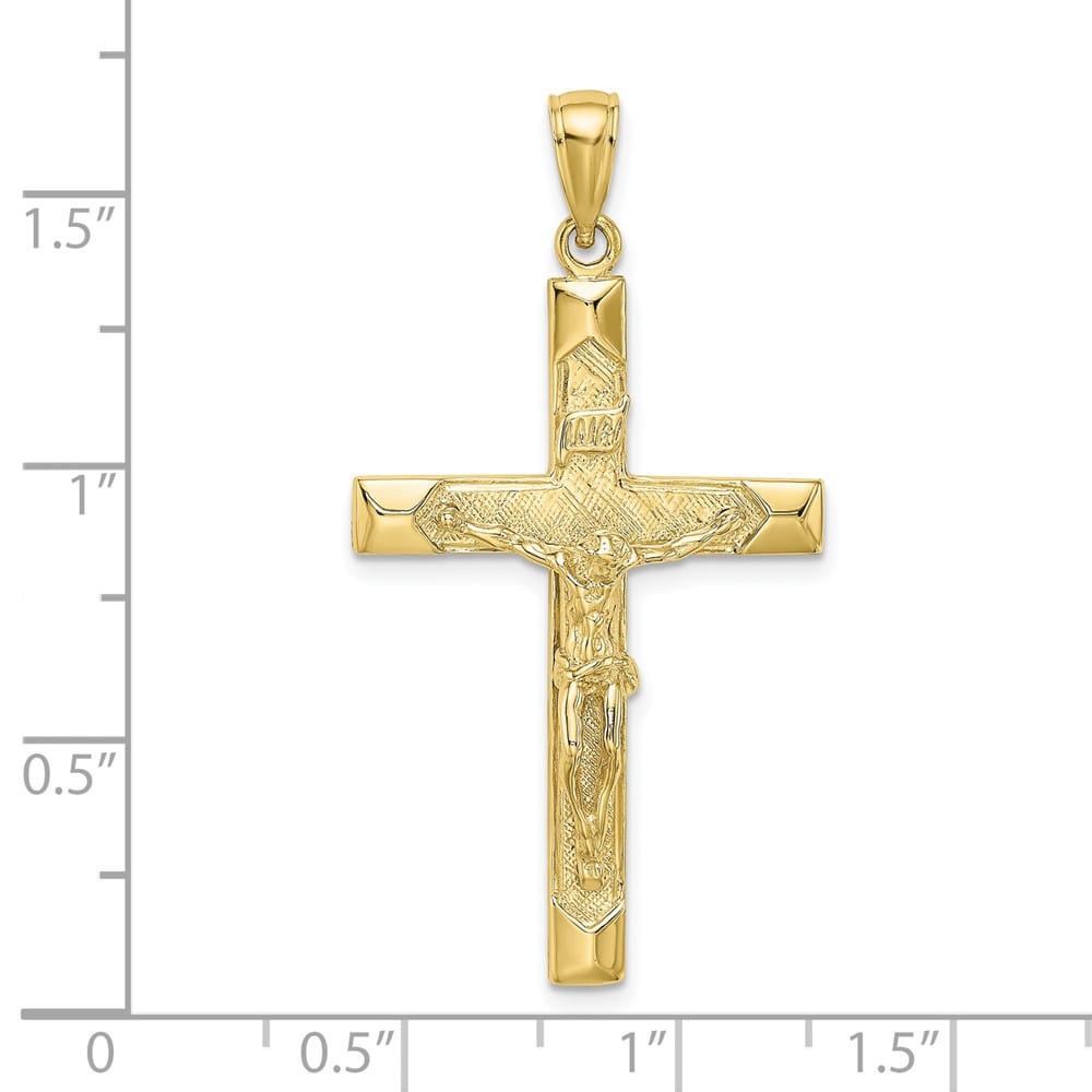 10K Yellow Gold Solid Polished Extra Large Latin Crucifix Charm