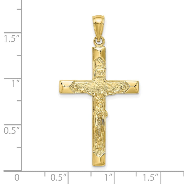 10K Yellow Gold Solid Polished Extra Large Latin Crucifix Charm
