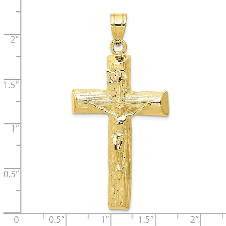 10K Yellow Gold Solid Polished Extra Large Latin Crucifix Pendant