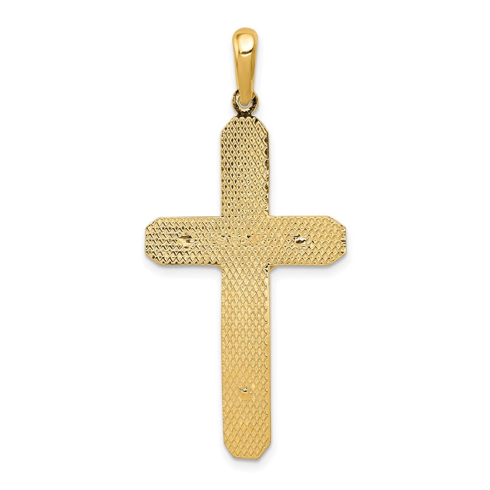 10K Yellow Gold Solid Polished Extra Large Latin Crucifix Pendant