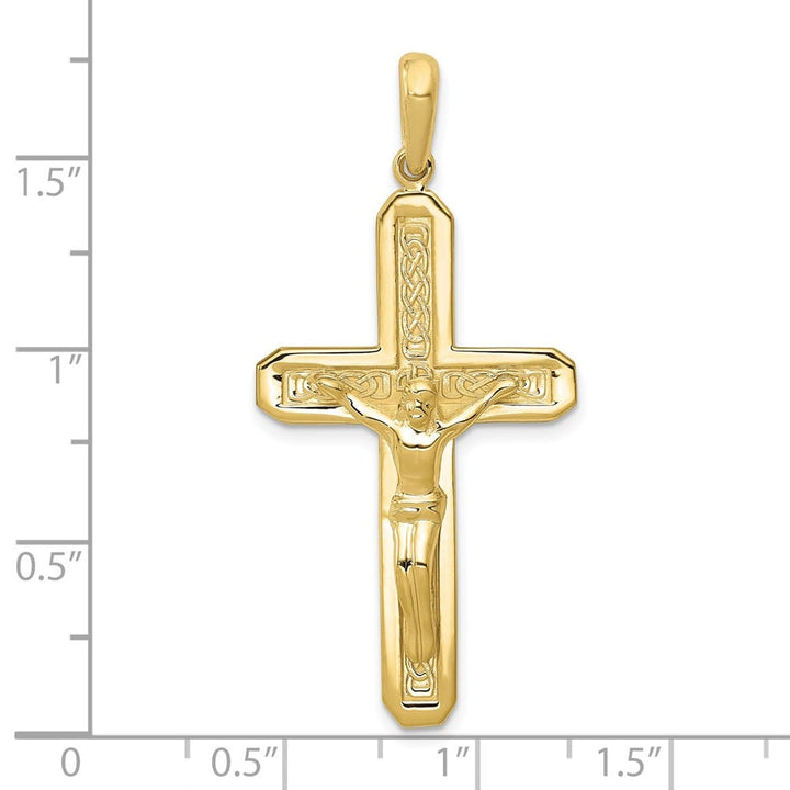 10K Yellow Gold Solid Polished Extra Large Latin Crucifix Pendant
