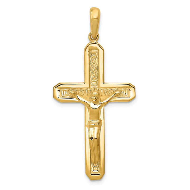 10K Yellow Gold Solid Polished Extra Large Latin Crucifix Pendant