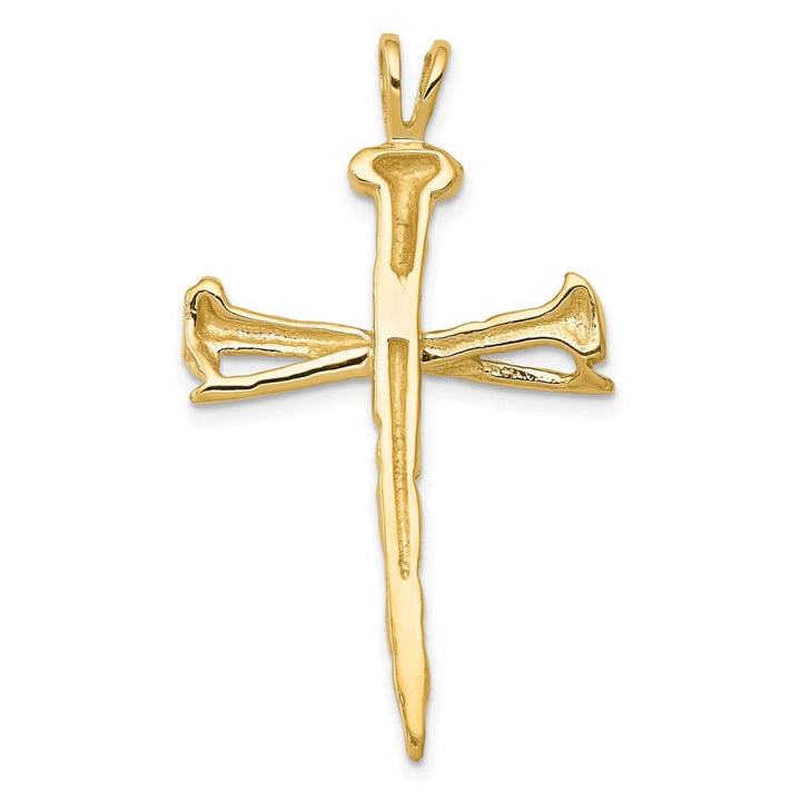 10K Yellow Gold Solid Polished Extra Large Nail Latin Cross Pendant