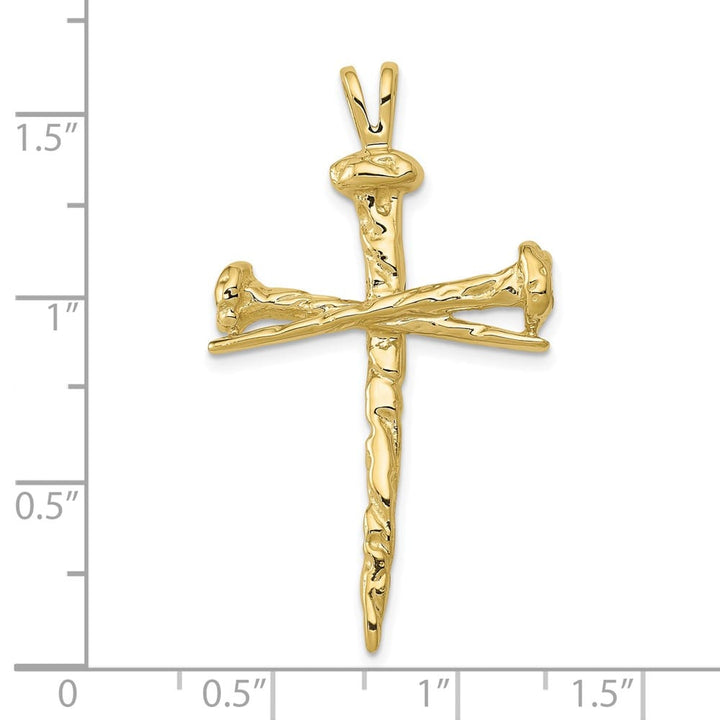 10K Yellow Gold Solid Polished Extra Large Nail Latin Cross Pendant
