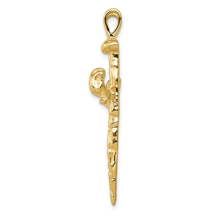 10K Yellow Gold Solid Polished Extra Large Nail Latin Cross Pendant